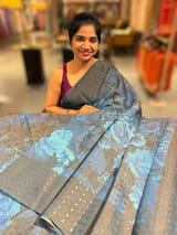 Elephant Grey Printed Tussar Tissue Saree. SS50450