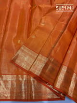 Fanta Orange Vaira Oosi stripes Vintage kanjeevaram Saree