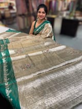 Emerald Green Banarasi Brocade Tissue with embroidery SS50223