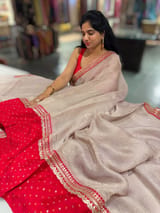 Crush Tissue Saree with Bandhini  & Sabhya borders