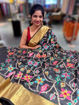 Black Kanjeevaram soft silk with embroidery SS50126