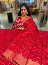 Red Dhupion Raw Silk Saree with Gharchola bandhini blouse