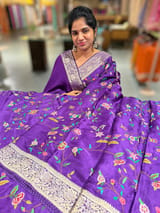 Brinjal Mashru Banaras with petite Point embroidery SS5006