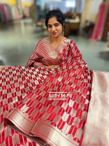 Red Banarasi chinia brocade saree SS5095