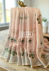 Pure Lenin Saree with pichwai embroidery