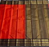 Orange & Dark Brown Combo Vaira Oosi Stripes Vintage Kanjeevaram Saree SS50165