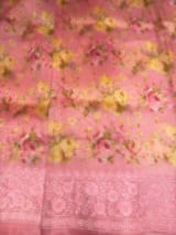 Rose pink floral Organza saree SS50556