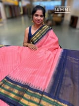 Salmon Pink vintage stripes Gadwal Silk Saree : S62F211
