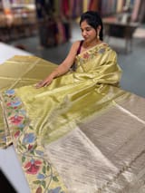 Apple Green Kanchi Tissue Brocade Saree With jamdani inspired embroidery SS50203
