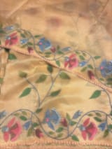 Peach Pink Tissue georgette saree with embroidey