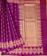 Purple Poona Silk Saree with heavy weaving open Mashru border