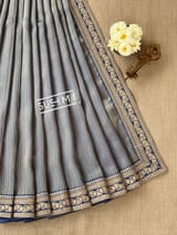 Royal Blue Banarasi tonchoi with pen kalamkari Blouse : D62F018