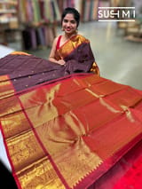 Winish Brown and Red Vintage Kanjeevaram Saree : S62F116