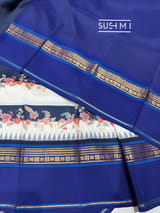 Midnight Blue designer Printed Kanjeevaram Silk Saree