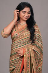 Designer Printed Crepe Silk Saree with embroidery