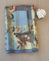 Mul silk tissue stripes handloom saree with handpainting