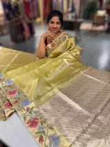 Apple Green Kanchi Tissue Brocade Saree With jamdani inspired embroidery SS50203