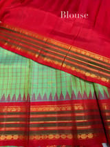 Mint green vintage checks Gadwal Silk Saree : S62F215
