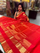 Chilli Red Vintage Checks Kanjeevaram Saree SS50156