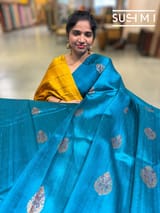 Peacock Blue Banarasi Handloom Dupion Rawsilk Saree : S62F101
