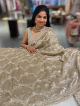Nude tissue saree with heavy allover intricate handwork SS50243