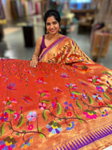 Pure Handloom Allover Tissue Pythani Saree