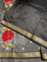Banarasi silk stripes with embroidery SS50207