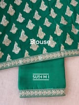Emerald Green Organza Saree with sabhyasachi borders S62117