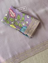 Lilac Banarasi tonchoi with pen kalamkari Blouse : D62F016