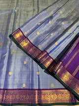 Bluish Lilac & Majenta Combo Vintage Kanjeevaram Saree with Green selvedge