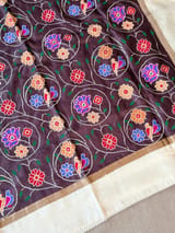 Brown Pure tussar with patola inspired embroidery: S62F194