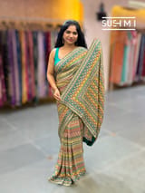 Printed crepe silk with allover sequnce : S62F129