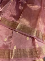 Pastel pink Banarasi handloom tissue saree