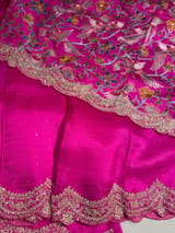 Fushcia Pink Pure Organza Handwork Saree with heavy Designer Blouse