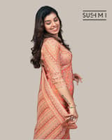 Orange Designer Printed Crepe Silk Saree