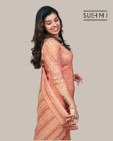 Orange Designer Printed Crepe Silk Saree