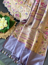 Lilac Banarasi paithani Ektara Tissue Saree : D62F003
