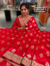 Red Designer Banarasi Silk Saree
