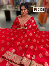 Red Designer Banarasi Silk Saree