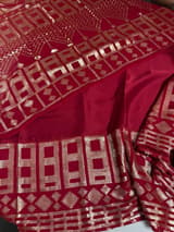 Meroonish Red pure Satin Saree with designer sequence border and blouse SS5038
