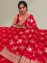 Chilli Red Designer Banarasi Silk Saree SS50579
