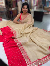 Watergold Crush Tissue Saree with Bandhini & Sabhya borders SS50397