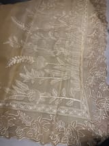 Pastel Yellow Organza saree with heavy embroiderey SS50551