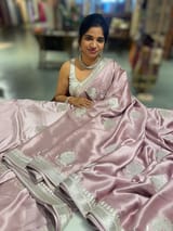 Dusty Pink Pure Satin Saree with Embroidery. SS5029
