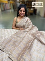 Dusty mauve champagne banarasi checks tissue