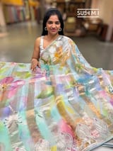 Printed Organza Tissue stripes saree with embroidery