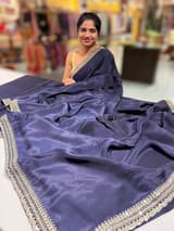 Midnight Blue  crepe Silk Saree