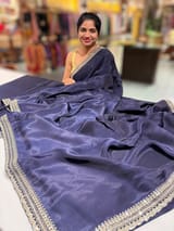 Midnight Blue  crepe Silk Saree