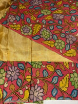 Light Gold Handloom Tissue & Pen kalamkari fusion Saree SS50406