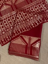 Red pure Satin Saree with designer sequence border and blouse SS5036